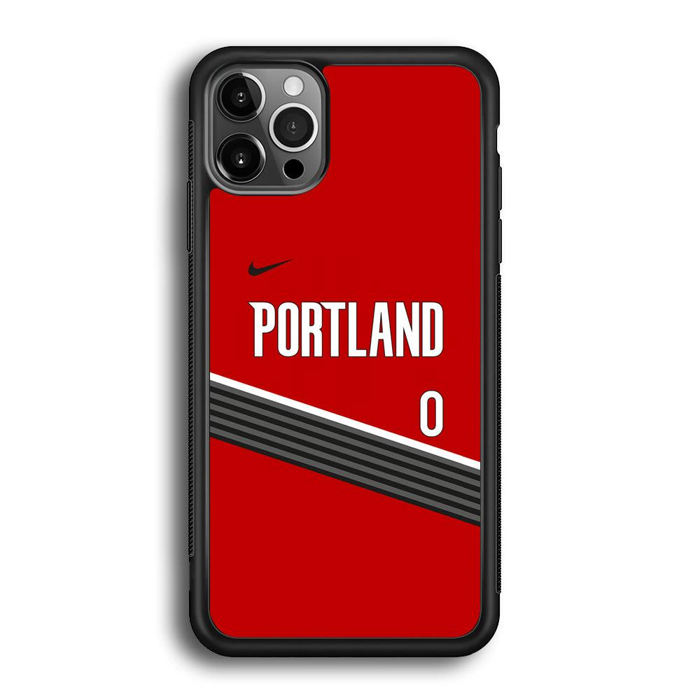 NBA Portland Trail Blazers Jersey iPhone 12 Pro Max Case-Rubber Black (2D Case)-Oxvistore