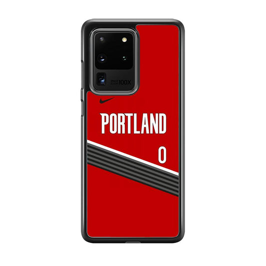 NBA Portland Trail Blazers Jersey Samsung Galaxy S20 Ultra Case-Rubber Black (2D Case)-Oxvistore