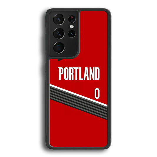 NBA Portland Trail Blazers Jersey Samsung Galaxy S21 Ultra Case-Rubber White (2D Case)-Oxvistore
