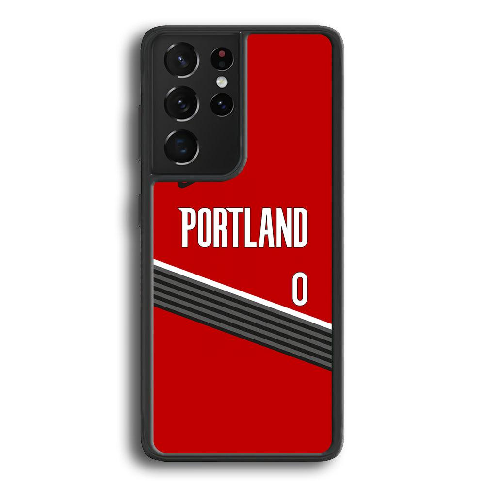 NBA Portland Trail Blazers Jersey Samsung Galaxy S23 Ultra Case-Rubber White (2D Case)-Oxvistore