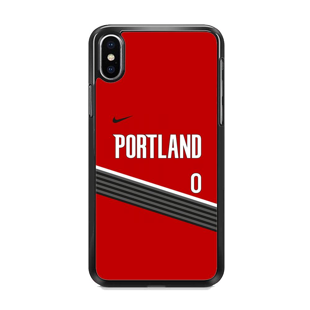 NBA Portland Trail Blazers Jersey iPhone XS MAX Case-Rubber Black (2D Case)-Oxvistore