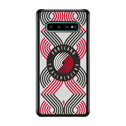 NBA Portland Trail Blazers Patern Logo Samsung Galaxy S10 Case-Rubber Black (2D Case)-Oxvistore