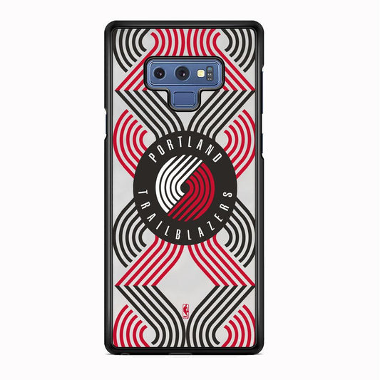 NBA Portland Trail Blazers Patern Logo Samsung Galaxy Note 9 Case-Rubber Black (2D Case)-Oxvistore