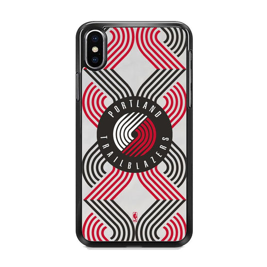 NBA Portland Trail Blazers Patern Logo iPhone XS MAX Case-Rubber Black (2D Case)-Oxvistore