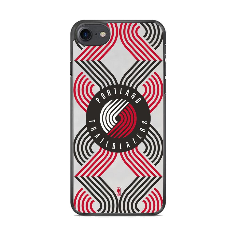 NBA Portland Trail Blazers Patern Logo iPhone 8 Case-Rubber Black (2D Case)-Oxvistore