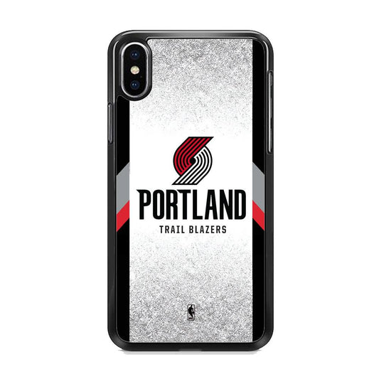 NBA Portland Trail Blazers Silver Glitter iPhone XS MAX Case-Rubber Black (2D Case)-Oxvistore