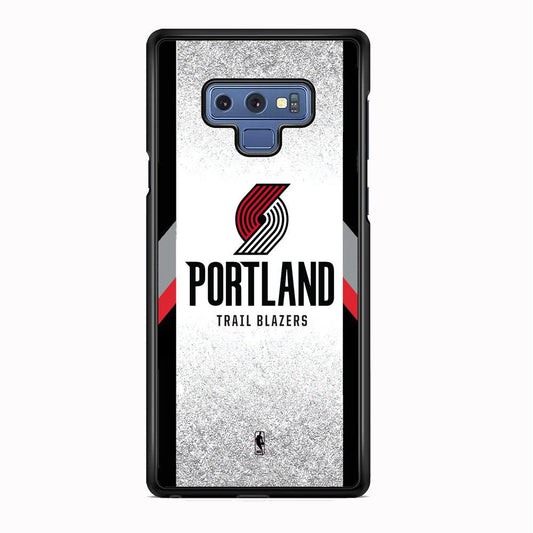 NBA Portland Trail Blazers Silver Glitter Samsung Galaxy Note 9 Case-Rubber Black (2D Case)-Oxvistore