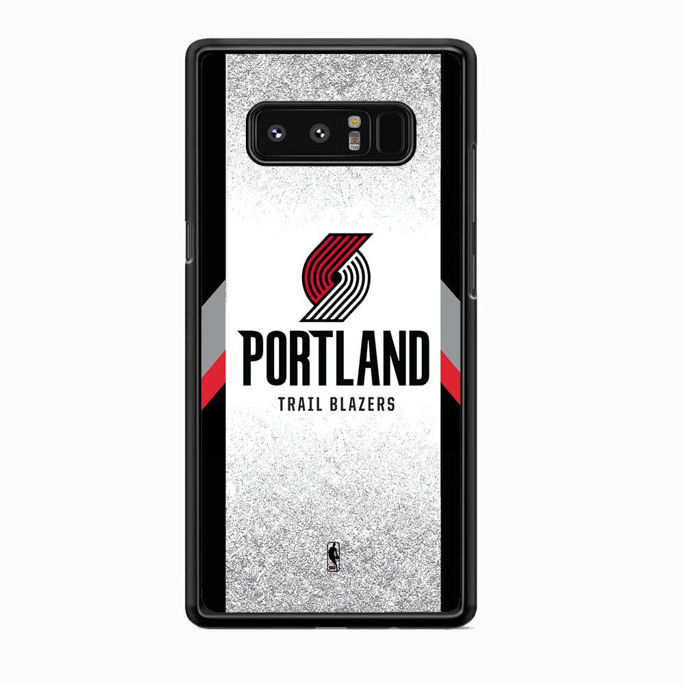 NBA Portland Trail Blazers Silver Glitter Samsung Galaxy Note 8 Case-Rubber Black (2D Case)-Oxvistore