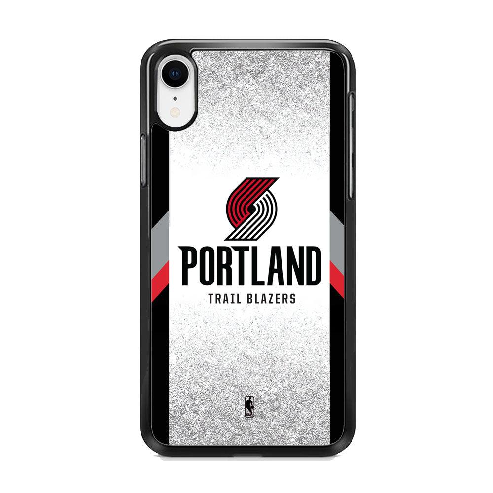 NBA Portland Trail Blazers Silver Glitter iPhone XR Case-Rubber Black (2D Case)-Oxvistore