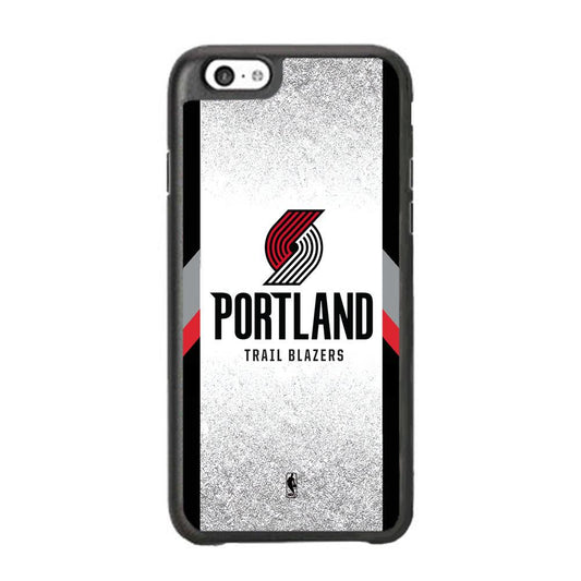 NBA Portland Trail Blazers Silver Glitter iPhone 6 Plus | 6s Plus Case-Rubber Black (2D Case)-Oxvistore