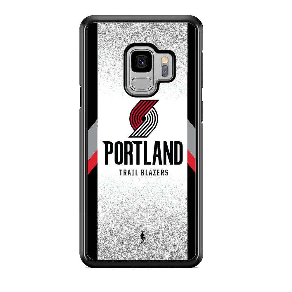 NBA Portland Trail Blazers Silver Glitter Samsung Galaxy S9 Case-Rubber Black (2D Case)-Oxvistore
