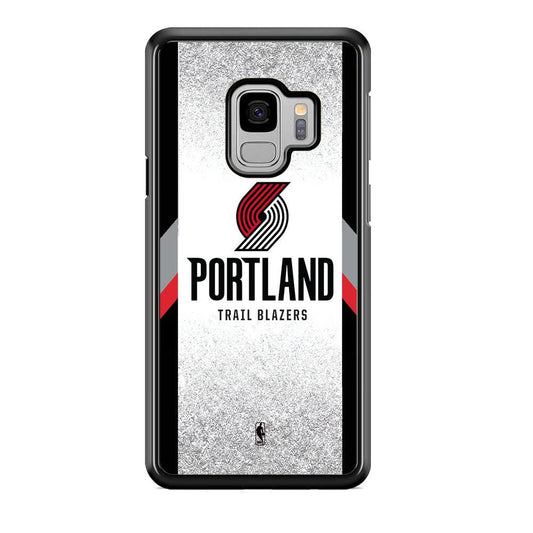 NBA Portland Trail Blazers Silver Glitter Samsung Galaxy S9 Case-Rubber Black (2D Case)-Oxvistore