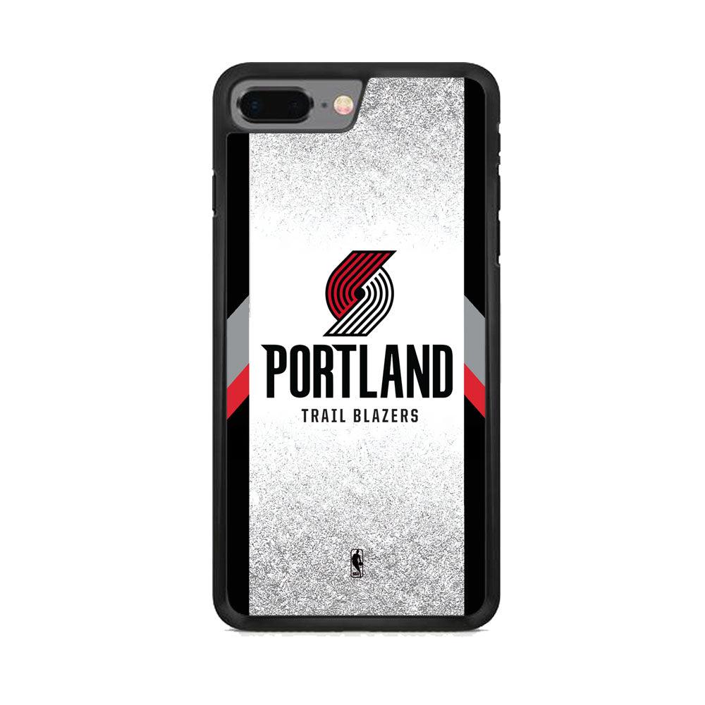 NBA Portland Trail Blazers Silver Glitter iPhone 8 Plus Case-Rubber Black (2D Case)-Oxvistore