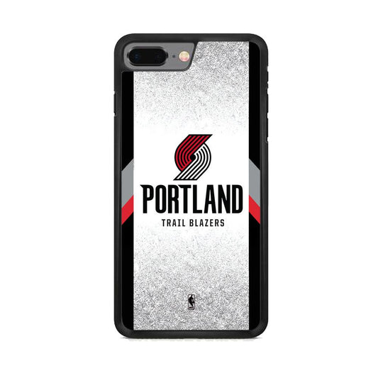 NBA Portland Trail Blazers Silver Glitter iPhone 8 Plus Case-Rubber Black (2D Case)-Oxvistore