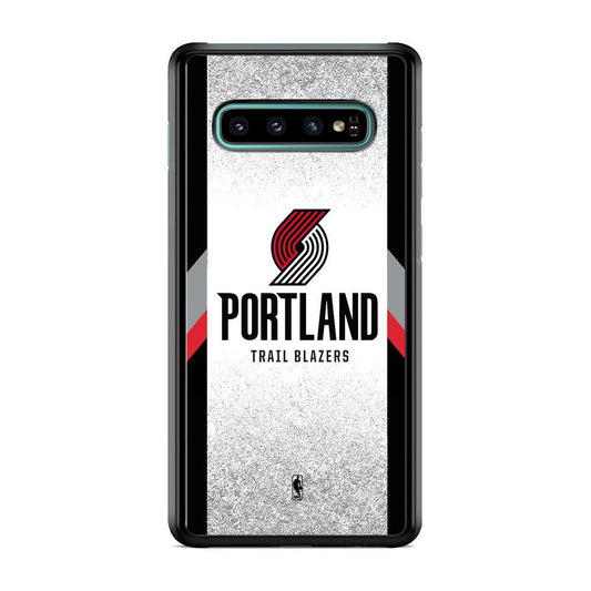 NBA Portland Trail Blazers Silver Glitter Samsung Galaxy S10 Plus Case-Rubber Black (2D Case)-Oxvistore