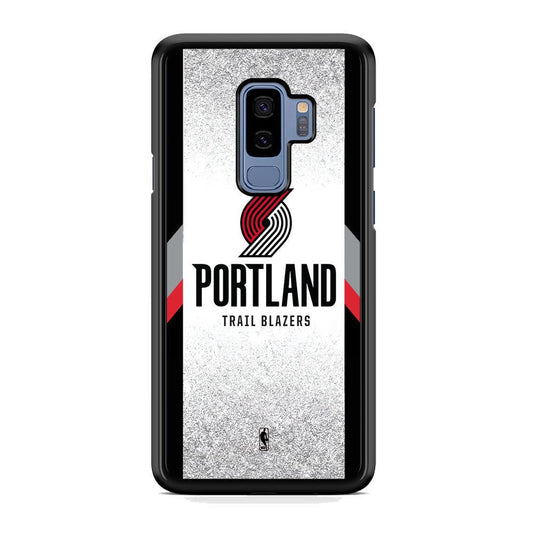 NBA Portland Trail Blazers Silver Glitter Samsung Galaxy S9 Plus Case-Rubber Black (2D Case)-Oxvistore