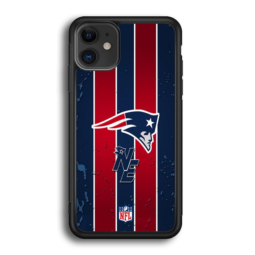 NFL New England Patriots Flag Line iPhone 12 Case-Rubber Black (2D Case)-Oxvistore