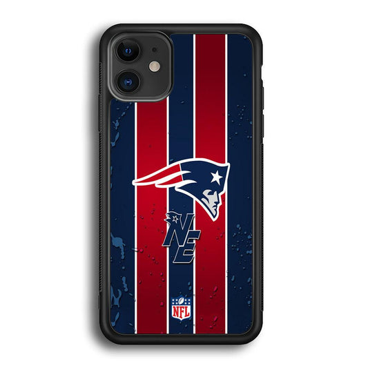 NFL New England Patriots Flag Line iPhone 11 Case-Rubber Black (2D Case)-Oxvistore