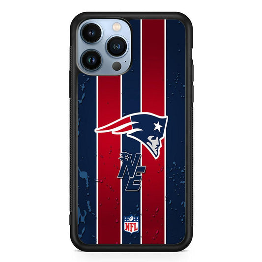NFL New England Patriots Flag Line iPhone 14 Pro Max Case-Rubber White (2D Case)-Oxvistore