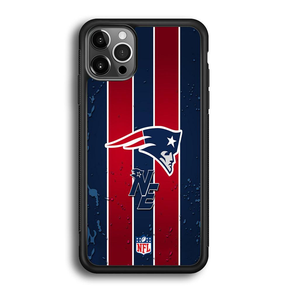 NFL New England Patriots Flag Line iPhone 12 Pro Max Case-Rubber Black (2D Case)-Oxvistore