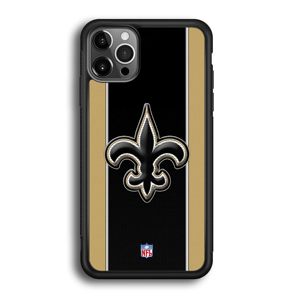 NFL New Orleans Saints Straight iPhone 12 Pro Max Case-Rubber Black (2D Case)-Oxvistore