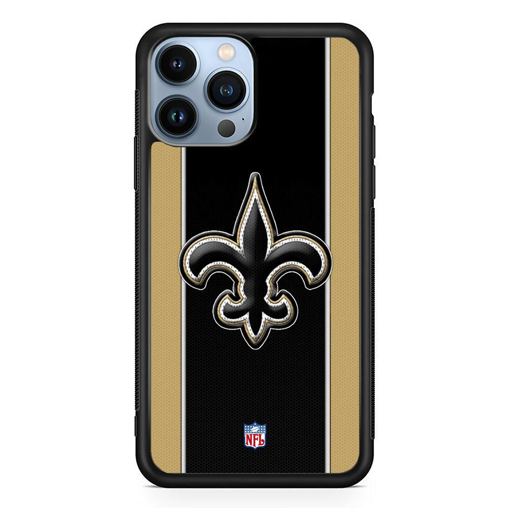 NFL New Orleans Saints Straight iPhone 14 Pro Case-Rubber Black (2D Case)-Oxvistore