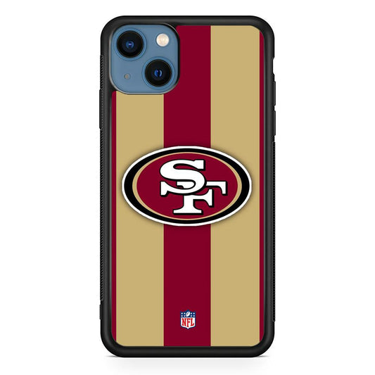 NFL San Francisco 49ers Dash in Maroon iPhone 14 Case-Rubber White (2D Case)-Oxvistore