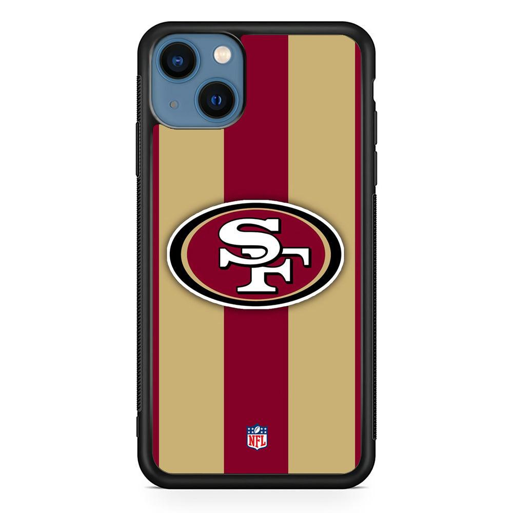 NFL San Francisco 49ers Dash in Maroon iPhone 15 Case-Rubber White (2D Case)-Oxvistore
