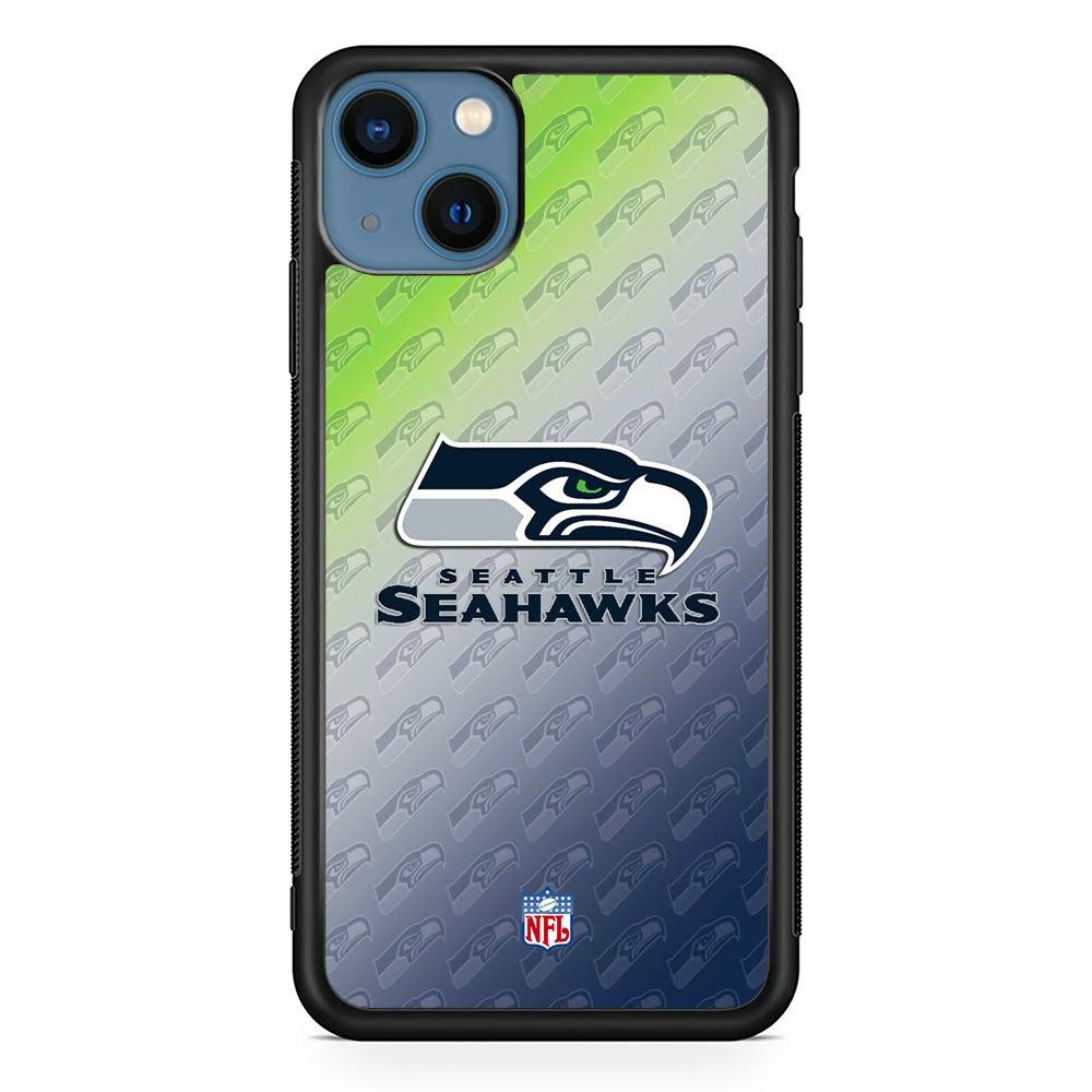 NFL Seattle Seahawks Hawks Tone iPhone 14 Case-Rubber White (2D Case)-Oxvistore