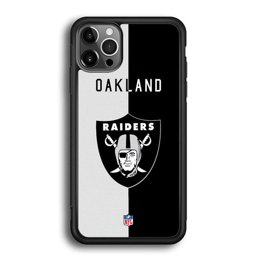 NFL The Oakland Raiders B&W Side iPhone 12 Pro Max Case-Rubber Black (2D Case)-Oxvistore