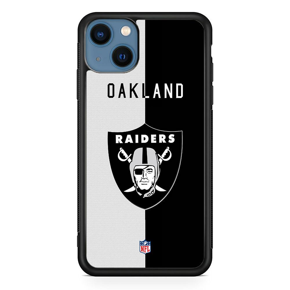 NFL The Oakland Raiders B&W Side iPhone 14 Case-Rubber Black (2D Case)-Oxvistore