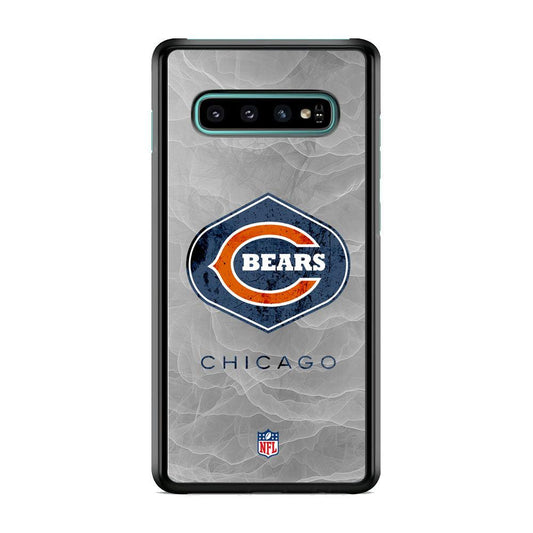 NFL Chicago Bears Smoke Wave Samsung Galaxy S10 Case-Rubber Black (2D Case)-Oxvistore