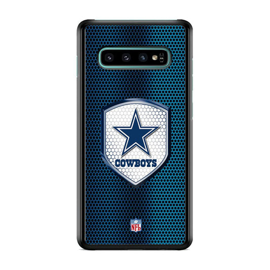 NFL Dallas Cowboys Shield Reflector Samsung Galaxy S10 Case-Rubber Black (2D Case)-Oxvistore