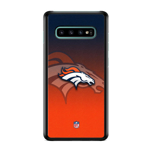 NFL Denver Broncos The Gradation Wall Samsung Galaxy S10 Case-Rubber Black (2D Case)-Oxvistore