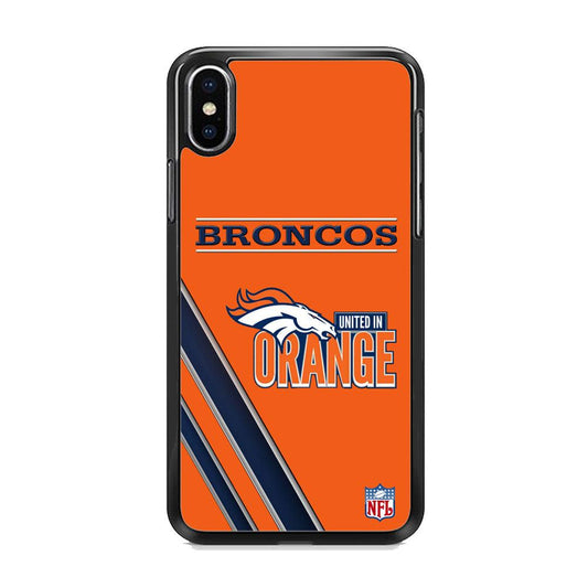 NFL Denver Broncos United in Orange iPhone XS MAX Case-Rubber Black (2D Case)-Oxvistore