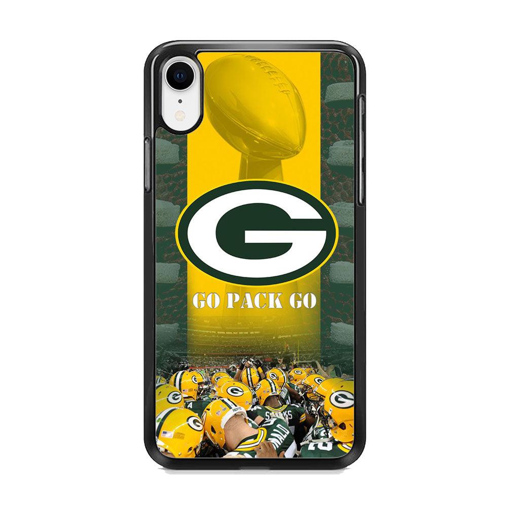 NFL Green Bay Packers Go Pack iPhone XR Case-Rubber White (2D Case)-Oxvistore