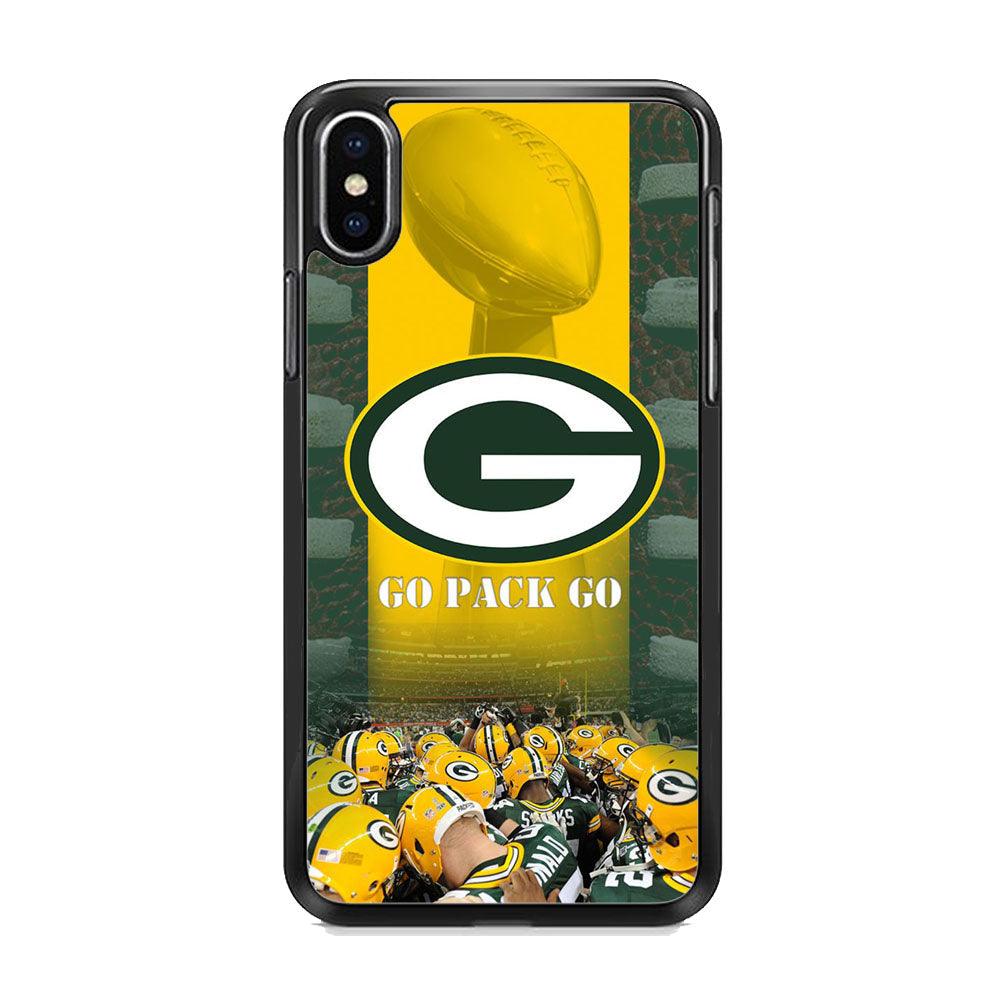 NFL Green Bay Packers Go Pack iPhone XS Case-Rubber Black (2D Case)-Oxvistore