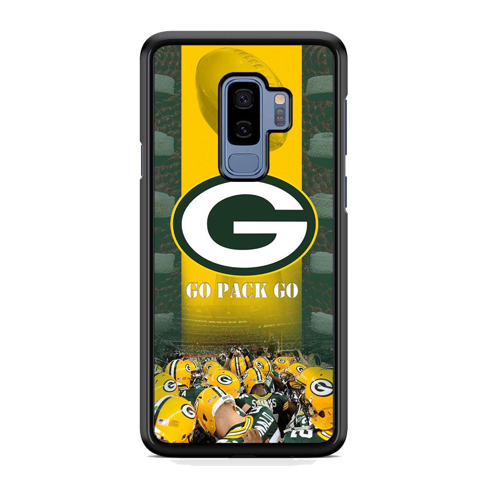 NFL Green Bay Packers Go Pack Samsung Galaxy S9 Plus Case-Rubber Black (2D Case)-Oxvistore