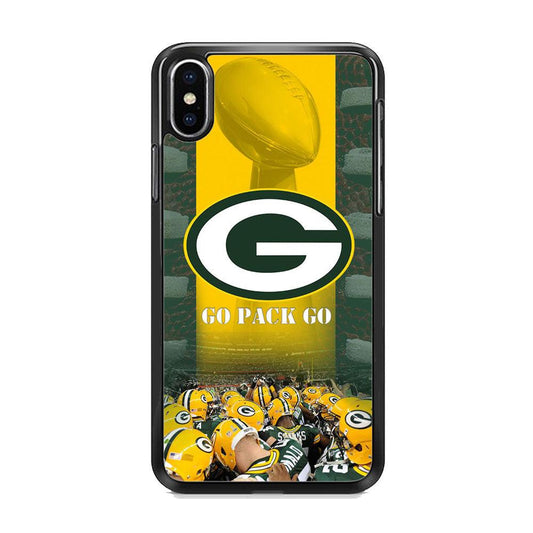NFL Green Bay Packers Go Pack iPhone XS MAX Case-Rubber Black (2D Case)-Oxvistore
