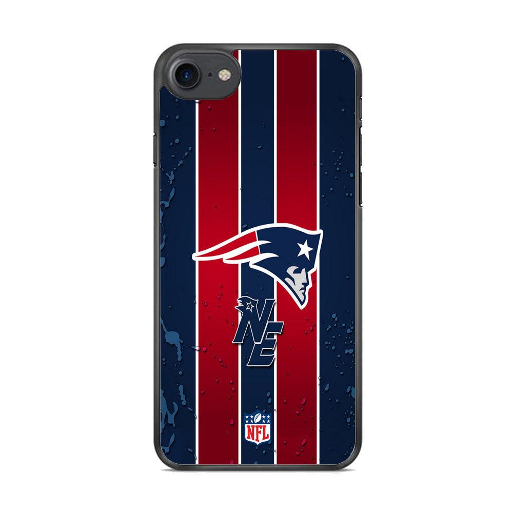 NFL New England Patriots Flag Line iPhone 8 Case-Rubber Black (2D Case)-Oxvistore
