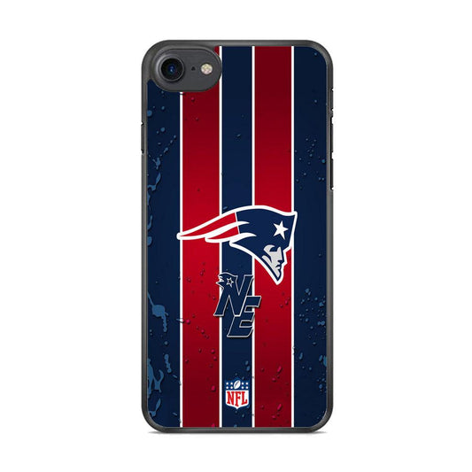 NFL New England Patriots Flag Line iPhone 8 Case-Rubber Black (2D Case)-Oxvistore