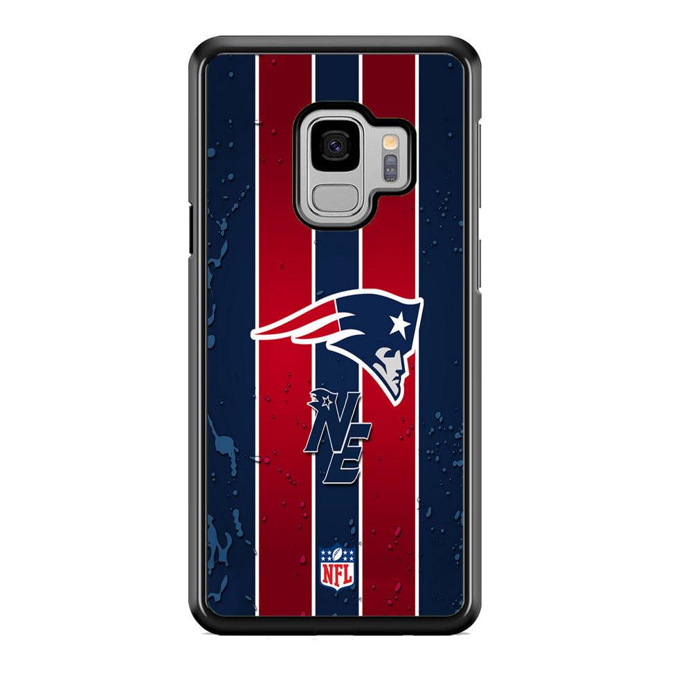 NFL New England Patriots Flag Line Samsung Galaxy S9 Case-Rubber Black (2D Case)-Oxvistore