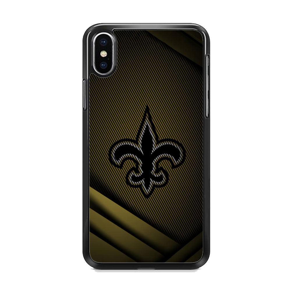 NFL New Orleans Saints Gold in The Dark iPhone XS Case-Rubber Black (2D Case)-Oxvistore