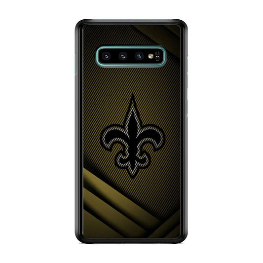 NFL New Orleans Saints Gold in The Dark Samsung Galaxy S10 Case-Rubber Black (2D Case)-Oxvistore