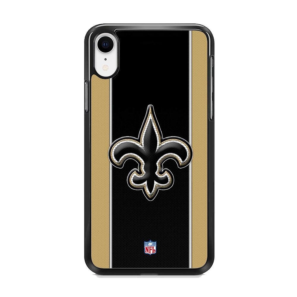 NFL New Orleans Saints Straight iPhone XR Case-Rubber Black (2D Case)-Oxvistore
