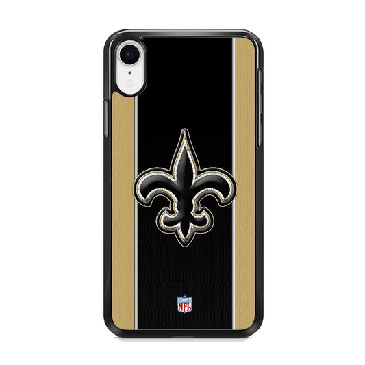 NFL New Orleans Saints Straight iPhone XR Case-Rubber Black (2D Case)-Oxvistore