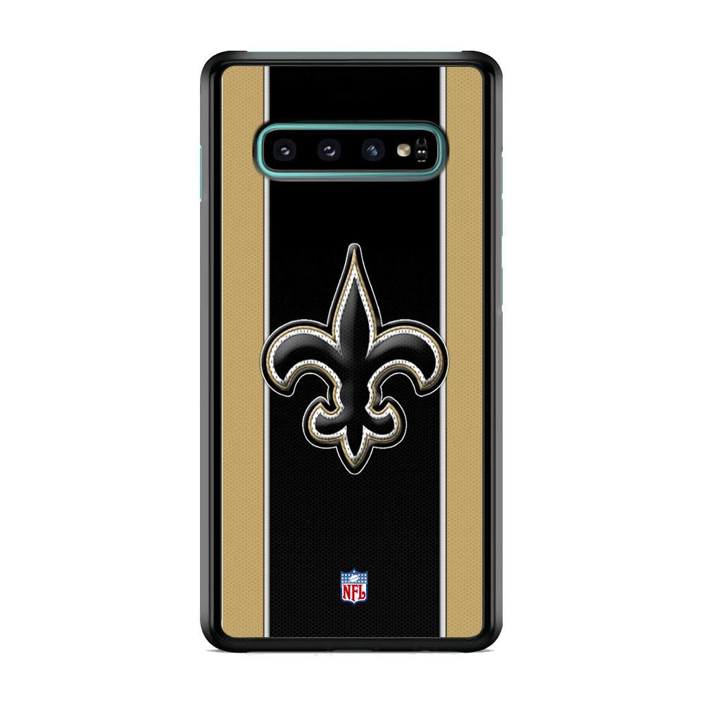 NFL New Orleans Saints Straight Samsung Galaxy S10 Case-Rubber Black (2D Case)-Oxvistore