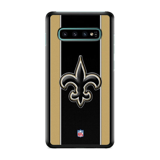 NFL New Orleans Saints Straight Samsung Galaxy S10 Case-Rubber Black (2D Case)-Oxvistore