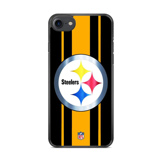 NFL Pittsburgh Steelers Platinum iPhone 8 Case-Rubber White (2D Case)-Oxvistore
