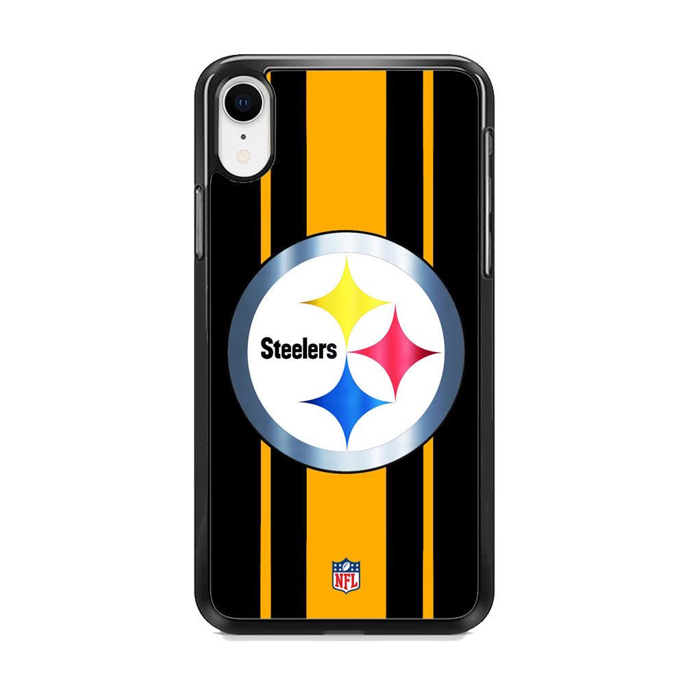NFL Pittsburgh Steelers Platinum iPhone XR Case-Rubber Black (2D Case)-Oxvistore